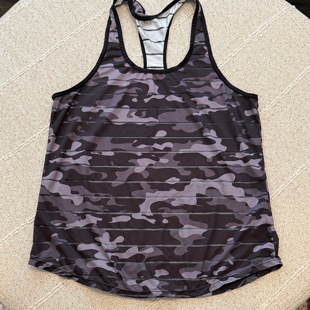 ZYIA Black and Gray Camouflage Tank Top